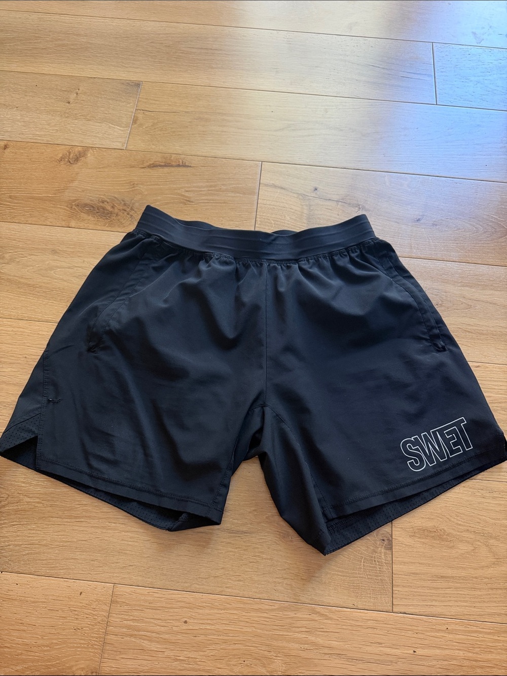 LSKD custom SWET iron on Men's Black Athletic Shorts 5”